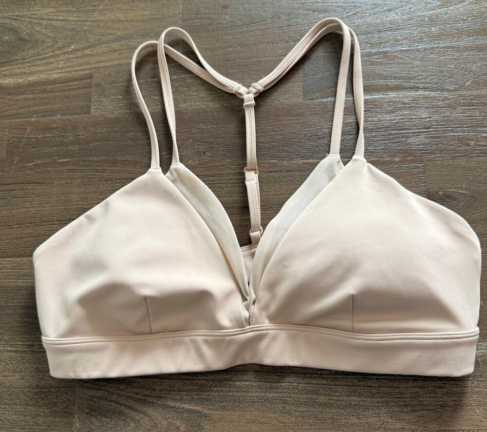 Alo Beige Sports Bra T-Back Size Large